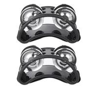Pandereta De Pie 2 piezas tambor elíptico compañero mano pie Jingle Musical educativo pandereta instrumentos de percusión for fiesta KTV Para pedal de bombo(Black 2pcs)