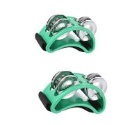 Pandereta De Pie 2 piezas tambor elíptico compañero mano pie Jingle Musical educativo pandereta instrumentos de percusión for fiesta KTV Para pedal de bombo(Green 2pcs)