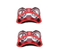 Pandereta De Pie 2 piezas tambor elíptico compañero mano pie Jingle Musical educativo pandereta instrumentos de percusión for fiesta KTV Para pedal de bombo(Red 2pcs)