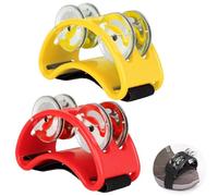 Pandereta de Pie con Campanas, 2 Piezas, Pandereta Musical con Fila Doble de Campanas para Manos y Pies, Accesorio de Percusión Ideal para Tocar Guitarra, Batería y Música en Solitario