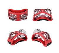 Pandereta De Pie Drum Companion Jingle Accesorio Instrumentos de percusión Mano Pie Pandereta Tambor Agitador pie Para pedal de bombo(Red)