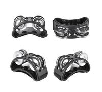 Pandereta De Pie Drum Companion Jingle Accesorio Instrumentos de percusión Mano Pie Pandereta Tambor Agitador pie Para pedal de bombo(Black)