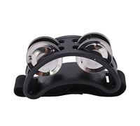 Pandereta de pie Jingle Bell Instrumento de percusión Accesorio musical con banda elástica de sonido bonito para fiesta Karaoke Rendimiento Material de nailon de metal ABS negro