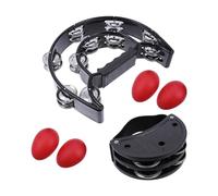 Pandereta De Pie Juego de instrumentos percusión 6 uds, pandereta pie mano con doble fila, agitadores platillos Metal for educación musical Para pedal de bombo