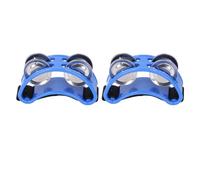 Pandereta de pie, paquete de 2 |Correa de nailon ajustable para un ajuste seguro y comodidad |Pedal de percusión para batería/guitarra/actuación en vivo |Cascabeles resistentes de (Blue)