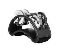 Pandereta De Pie Percusión de pandereta pie 2 filas con 4 pares instrumentos musicales percusión correa elástica Jingle acero inoxidable Para pedal de bombo(Black)