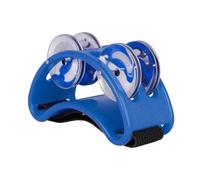 Pandereta De Pie Percusión de pandereta pie 2 filas con 4 pares instrumentos musicales percusión correa elástica Jingle acero inoxidable Para pedal de bombo(Blue)