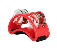 Pandereta De Pie Percusión de pandereta pie 2 filas con 4 pares instrumentos musicales percusión correa elástica Jingle acero inoxidable Para pedal de bombo(Red)