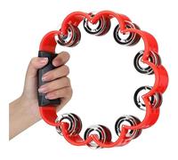 Pandereta de plástico con forma pétalo, ideal for percusión, música, campanillas mano, instrumento rítmico for adultos, escuela y familia Panderetas para Adultos(Red)