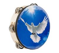 Pandereta Dove de 8 pulgadas Cruz Doble Fila Campana Biblia Campana de Mano - Instrumento de percusión para adultos para oraciones de iglesia, celebraciones y participación musical