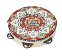 Pandereta, Instrumento Educativo Musical de Tambor de Mano de 8 Pulgadas para Niños Adultos, Panderetas de Mano de una Hilera con Parche de PU, Material de Madera, Tambor de Mano