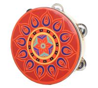 Pandereta musical redonda de 20,32 cm con forma de pandereta musical y campanas de metal, tambor de percusión de mano con mango ergonómico