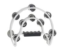 Pandereta Orff de doble capa, campana mano, tambor, cinco colores, instrumento percusión, musical, educativo, for fiestas Panderetas para Adultos(White)