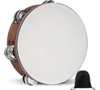 Pandereta, panderetas para adultos, pandereta de percusión de mano de madera con bolsa de almacenamiento, panderetas instrumento musical para iglesia, boda, fiesta, baile, sesión de fotos (8 pulgadas)