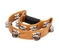 Pandereta,Pandero Instrumento Musical, Campana de mano de doble fila, panderetas de metal con sonajas y agarre ergonómico, instrumento de percusión for adultos, percusión manual