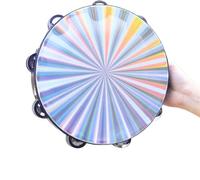 Pandereta,Pandero Instrumento Musical, Pandereta de doble hilera de metal con cascabeles de mano, instrumento musical de percusión de 10 pulgadas for adultos, for fiestas, karaokes, iglesias