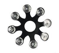Pandereta para hi Hat para platillos de tambor, cascabeles de metal de acero inoxidable, accesorio de percusión para pilas de viaje de choque (negro)