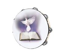 Pandereta redonda de la Biblia, campanas de doble fila, pandereta, instrumento de percusión de mano para fiestas, panderetas para adultos, niños, instrumentos musicales, percusión para adultos