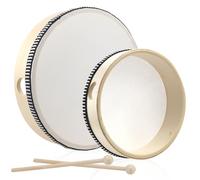 Pandereta Tambor de Mano 2 Piezas Tambourine Pandero Tambourin Pandereta Infantil Madera para Fiesta Vacaciones Baile Escuela Niños Adultos Regalo (6 Pulgadas y 8 Pulgadas)