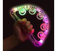 Panderetas musicales con luz LED: brilla en la oscuridad, pandereta musical intermitente de mano, panderetas LED, instrumentos de percusión para bar, boda, pista de baile, Navidad (blanco, 1 unidad)