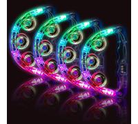 Panderetas musicales con luz LED: pandereta intermitente de mano que brilla en la oscuridad, suministros de fiesta, panderetas LED, instrumento de percusión para bar, Navidad, Halloween (blanco, 4