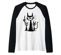 Pandilla de Gatos Enfadados con Sonrisa Traviesa Camiseta Manga Raglan