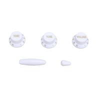 Pandilla del potenciómetro de guitarra Bandilla de control de tono de volumen de plástico para la práctica de la guitarra eléctrica Accesorios de reemplazo 4 piezas (Palabra de oro de color blanco)