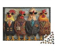 Pandilla Gallo Elegante Rompecabezas de Papel Reciclado Gallos Trajeados con Gafas de Sol para Adultos 14-99 Años Juego Educativo Desafío 52x38cm/1000pzs
