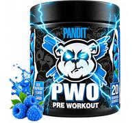 Pandit Pre Entreno | Óxido Nítrico +230% (Patente S7) con Creatina Monohidratada | Preentreno Fuerte 200mg Cafeína + L-Tirosina | Beta Alanina y BCAA | Sabor Frambuesa Azul | 240g