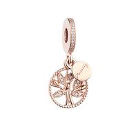 pandocci 2017 Árbol de otoño de oro rosa familia patrimonio con clara cz cuentas auténtica plata de ley 925 DIY encaja para Original Pandora pulseras Charm joyería