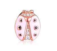 Pandocci 2019 - Abalorio de plata de ley 925 con diseño de mariquita rosa de primavera, compatible con pulseras Pandora originales