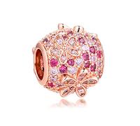 PANDOCCI 2020 - Abalorio de plata de ley 925 con diseño de margaritas y flores, color rosa