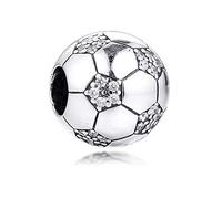 Pandocci 2020 primavera brillante fútbol perla 925 plata DIY adecuado para Pandora Original pulseras encanto joyería de moda, Plata de ley
