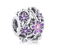 PANDOCCI 2021 primavera púrpura calado margarita flor perla 925 plata DIY se adapta a pulseras originales Pandora encanto joyería de moda
