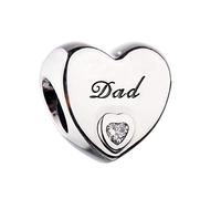 PANDOCCI Abalorio de corazón para regalo del día del padre, compatible con pulseras Pandora originales de plata de ley 925