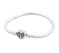 PANDOCCI Pulsera familiar de cadena de serpiente con corazón para mujer, plata 925, se adapta a pulseras Pandora originales, joyería de moda (20 cm), Plata de ley
