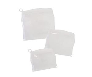 pandoo Bolsas de silicona reutilizables, bolsas de congelación de alimentos, bolsas de verduras y almacenamiento sostenibles, bolsa para higiene | juego de 3