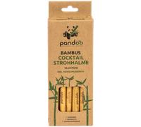 pandoo Paquete de 12 pajitas de cóctel de bambú 100% con cepillo de limpieza, pajitas reutilizables y ecológicas, 100% biodegradables, color natural