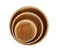 Pandoo Cuencos de Bambú - Juego de Frutero, Ensaladera, Vajilla, Cesta de Frutas, Cuenco de Madera, Decorativos (5 x 14 cm de Diámetro)