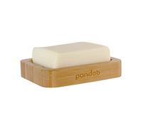 pandoo Jabonera de bambú | Madera natural de bambú | Bandeja rectangular para jabones para lavabo, ducha y bañera