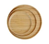 pandoo Juego de 3 platos de bambú (redondos, 1 x 20 cm, 1 x 25 cm, 1 x 30 cm), reutilizables, duraderos, ligeros, vajilla natural, alternativa ecológica al plástico