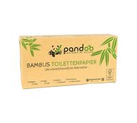 Pandoo Papel higiénico 100% de bambú - seco - Papel higiénico sin madera en embalaje de bambú sin plástico. 8 rollos de 200 hojas - 3 capas y suave.