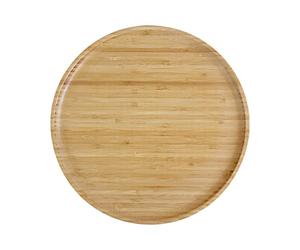 pandoo Platos de bambú reutilizables, 100% bambú, platos redondos de madera, platos de bambú, decoración de bambú, platos llanos, juego de platos, platos de madera, platos reutilizables, 30 cm