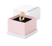 PANDORA 163799C01 Bague Double Bande pour Femme Doré, 56/17,8, Argent Sterling, Zircone cubique