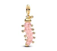 PANDORA 764489C01 - Colgante de oruga rosa chapado en oro de 14 quilates con cristal de Murano y circonitas cúbicas, grabado The best is yet to come, compatible Moments, 764489C01