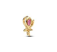 PANDORA 764555C01 - Colgante de tulipán abierto chapado en oro de 14 quilates con circonitas cúbicas rosas, diseño de flores, compatible con Moments