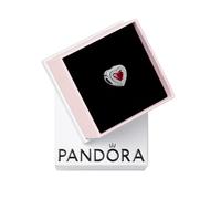 PANDORA Abalorio de corazón rojo brillante nivelado - Momentos compatibles - Impresionante joyería para mujer - Regalo para ella - Plata de ley y cristal hecho a mano - con caja de regalo, talla única