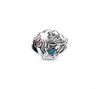 PANDORA Abalorio de plata de ley con cristales sintéticos de Disney con diseño de Arielle la sirena 792687C01, talla única, Plata de ley, Cristal.