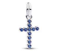 PANDORA Adorno Charm Colgante Cruz Plateado Con Piedras Azules 794063C01