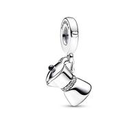 PANDORA Adorno Moka Pot Sterling Silver Dangle with Clear Cubic Zirconia and Black Enamel 792679C01 Marca